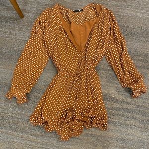 Endless rose polkadot burnt orange jumpsuit